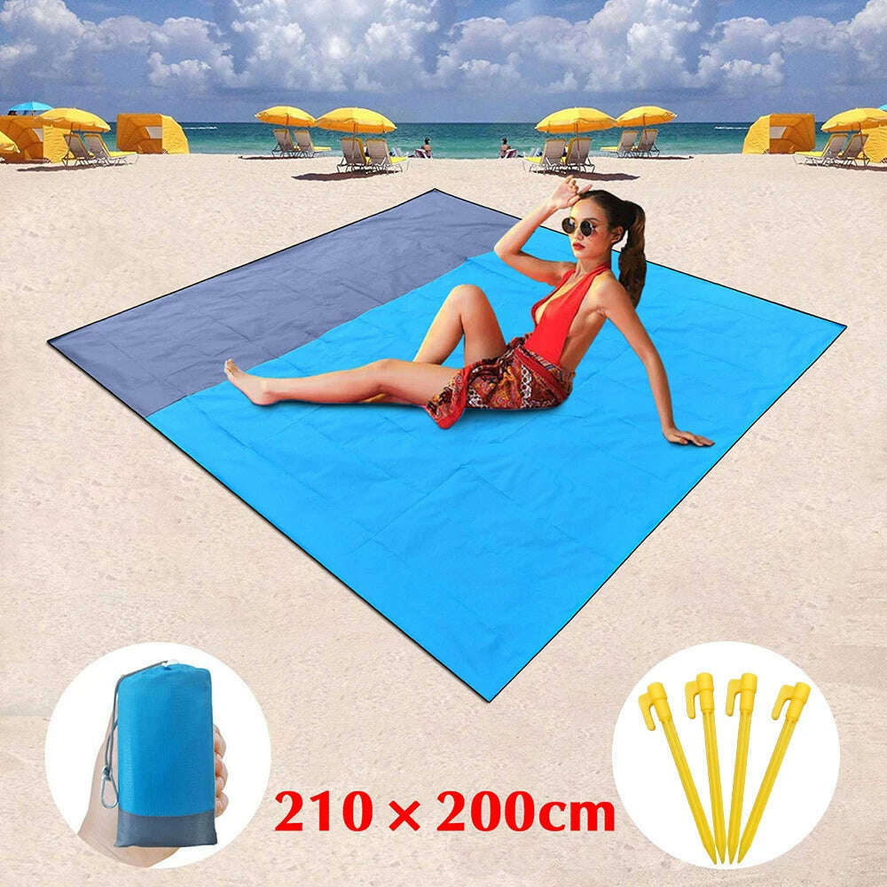 2x2.1m Waterproof Beach Blanket Outdoor Camping Blanket Portable Picnic Mat Camping Ground Mat Mattress - KIMLUD