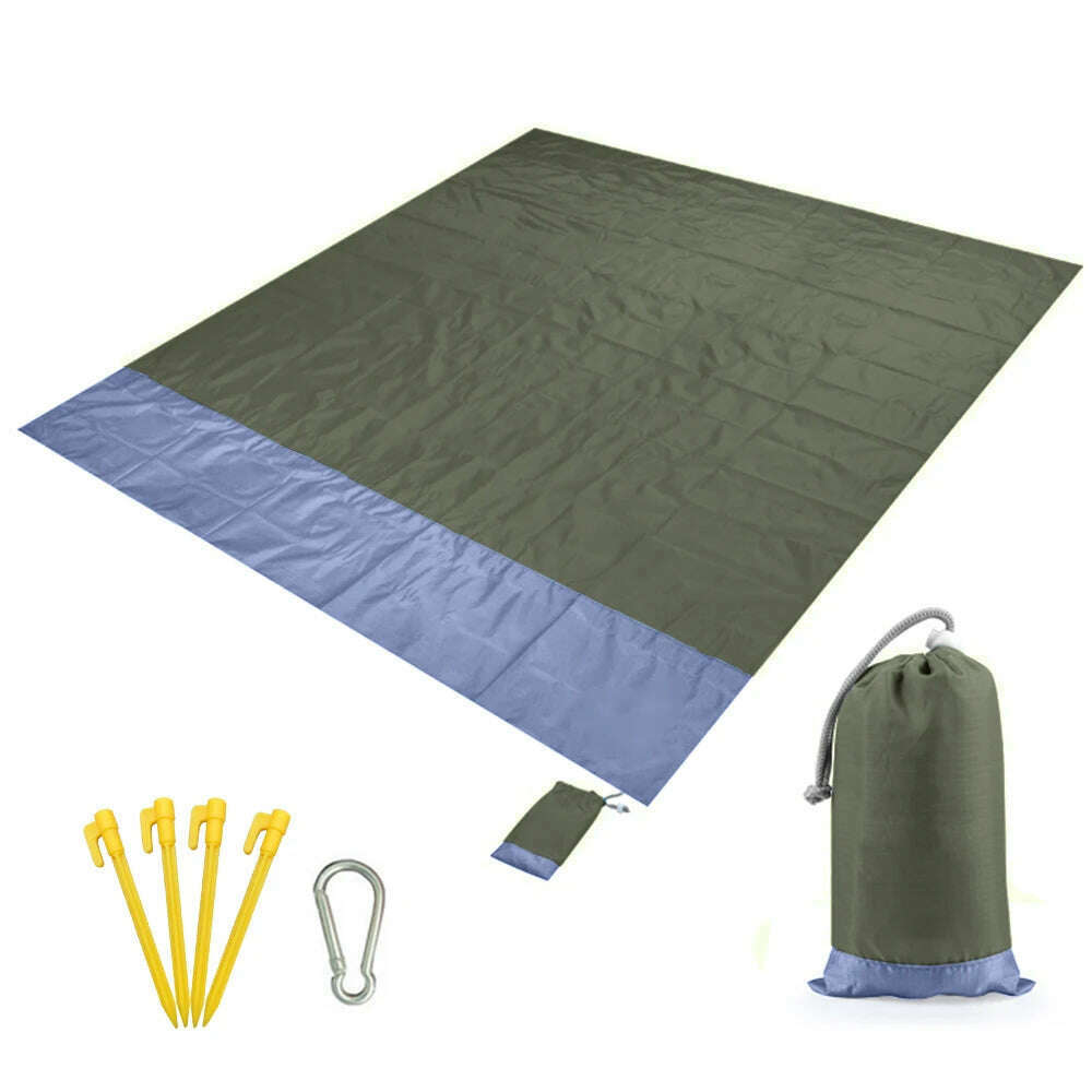 KIMLUD, 2x2.1m Waterproof Beach Blanket Outdoor Camping Blanket Portable Picnic Mat Camping Ground Mat Mattress, Dark Green / 2 x 2.1M, KIMLUD APPAREL - Womens Clothes