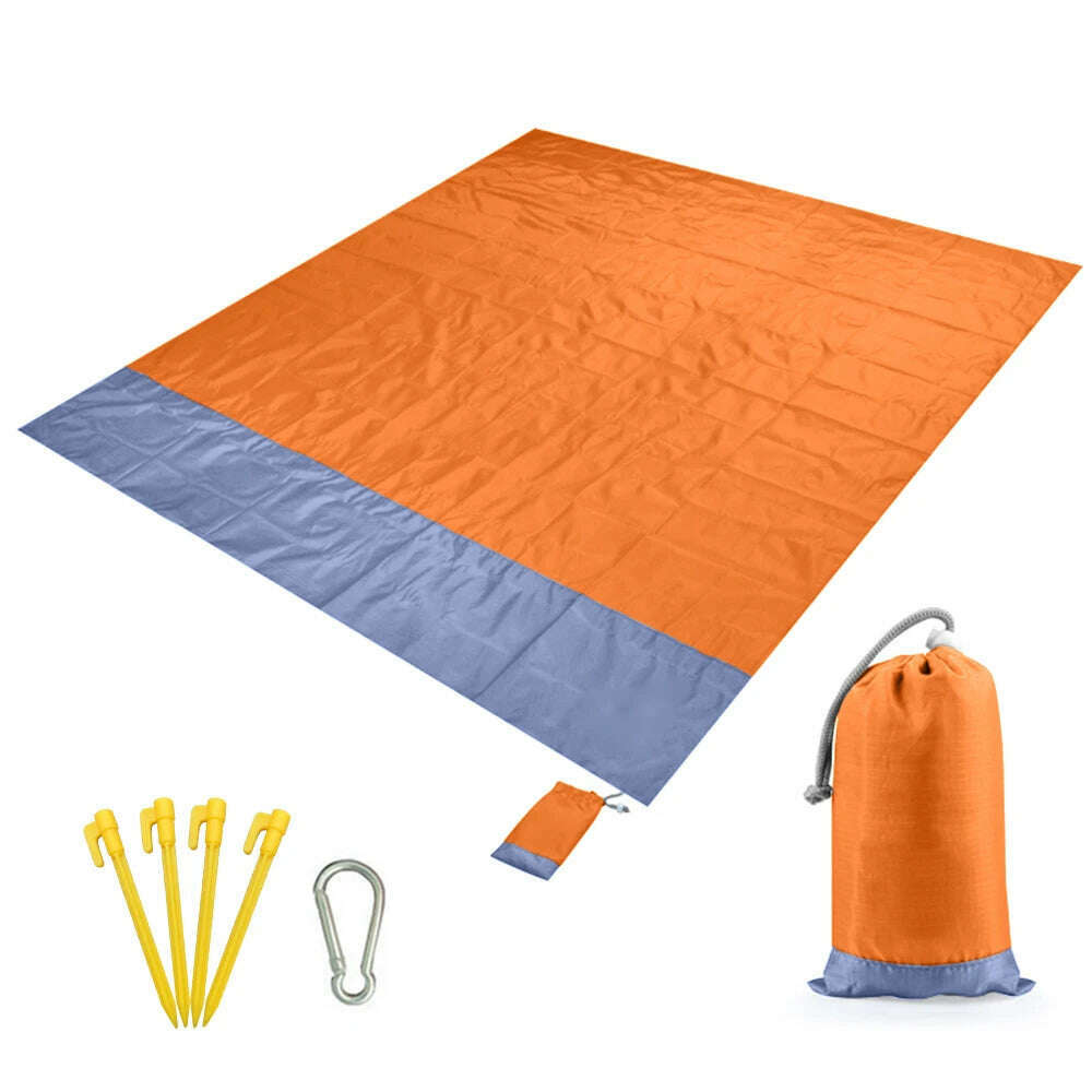 KIMLUD, 2x2.1m Waterproof Beach Blanket Outdoor Camping Blanket Portable Picnic Mat Camping Ground Mat Mattress, Orange / 2 x 2.1M, KIMLUD APPAREL - Womens Clothes