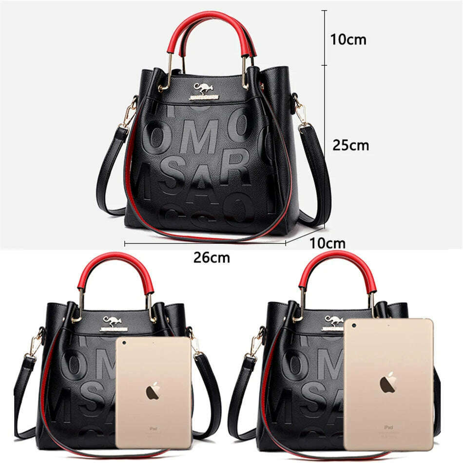 3 Layers Luxury Handbags Women Bags Designer Letters Women's PU Leather Hand Shopping Bags Shoulder Crossbody Bag Sac A Main - KIMLUD