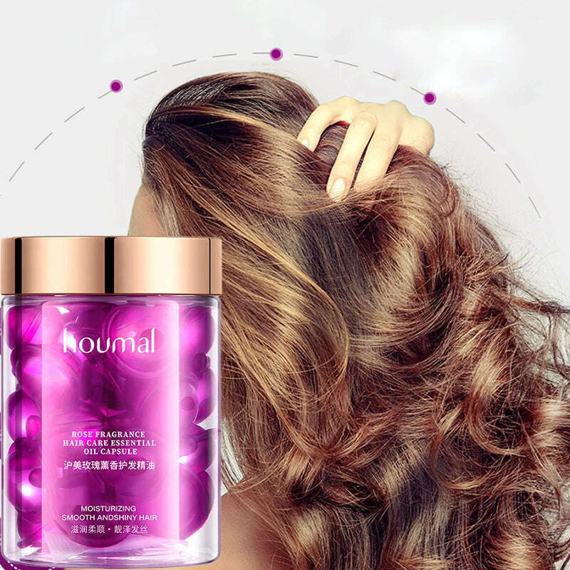 KIMLUD, 30 Pcs Rose Essential Oil Vitamin Capsule Nourishing Treatment Repair Damaged Strengthen Smooth Hair Repair Silky Hair Serum, KIMLUD Womens Clothes