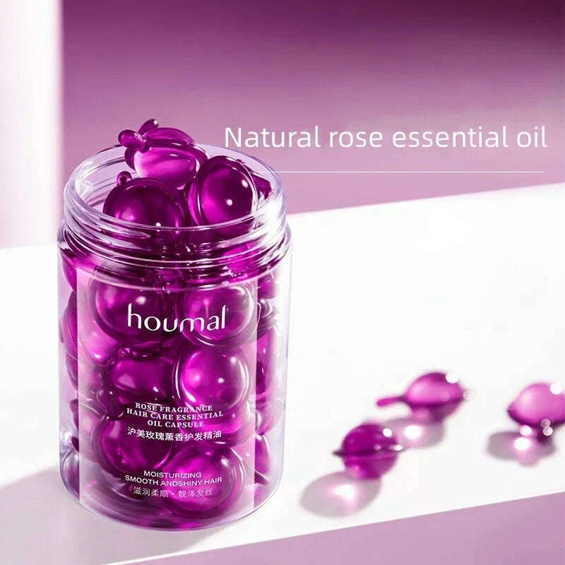 30 Pcs Rose Essential Oil Vitamin Capsule Nourishing Treatment Repair Damaged Strengthen Smooth Hair Repair Silky Hair Serum - KIMLUD