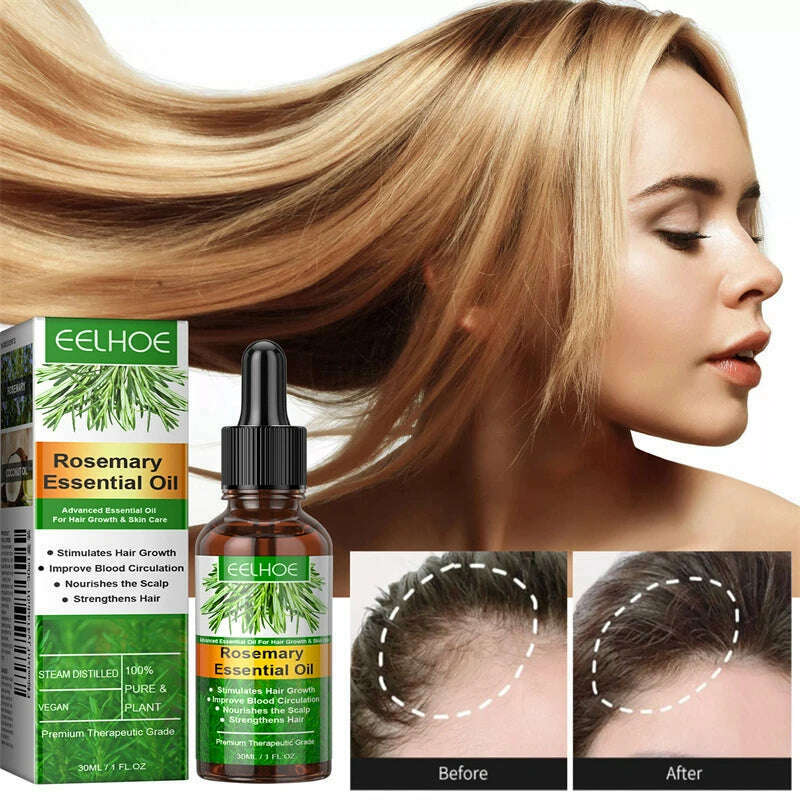 KIMLUD, 30ML Rosemary Hair Essential Oil Fast Growth Oils Pure Natural Hair Essential Oils Nourishing Shiny Anti-frizz Hair Care, KIMLUD Womens Clothes