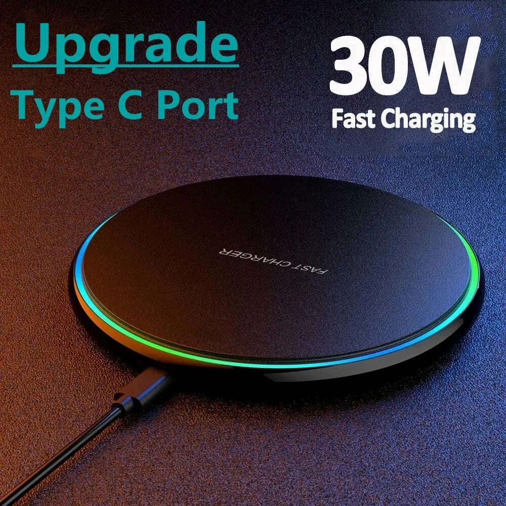 30W Wireless Charger For iPhone 15 14 13 12 X Pro Max Induction Fast Charging Pad Dock Station For Samsung S23 S22 Xiaomi Huawei - KIMLUD