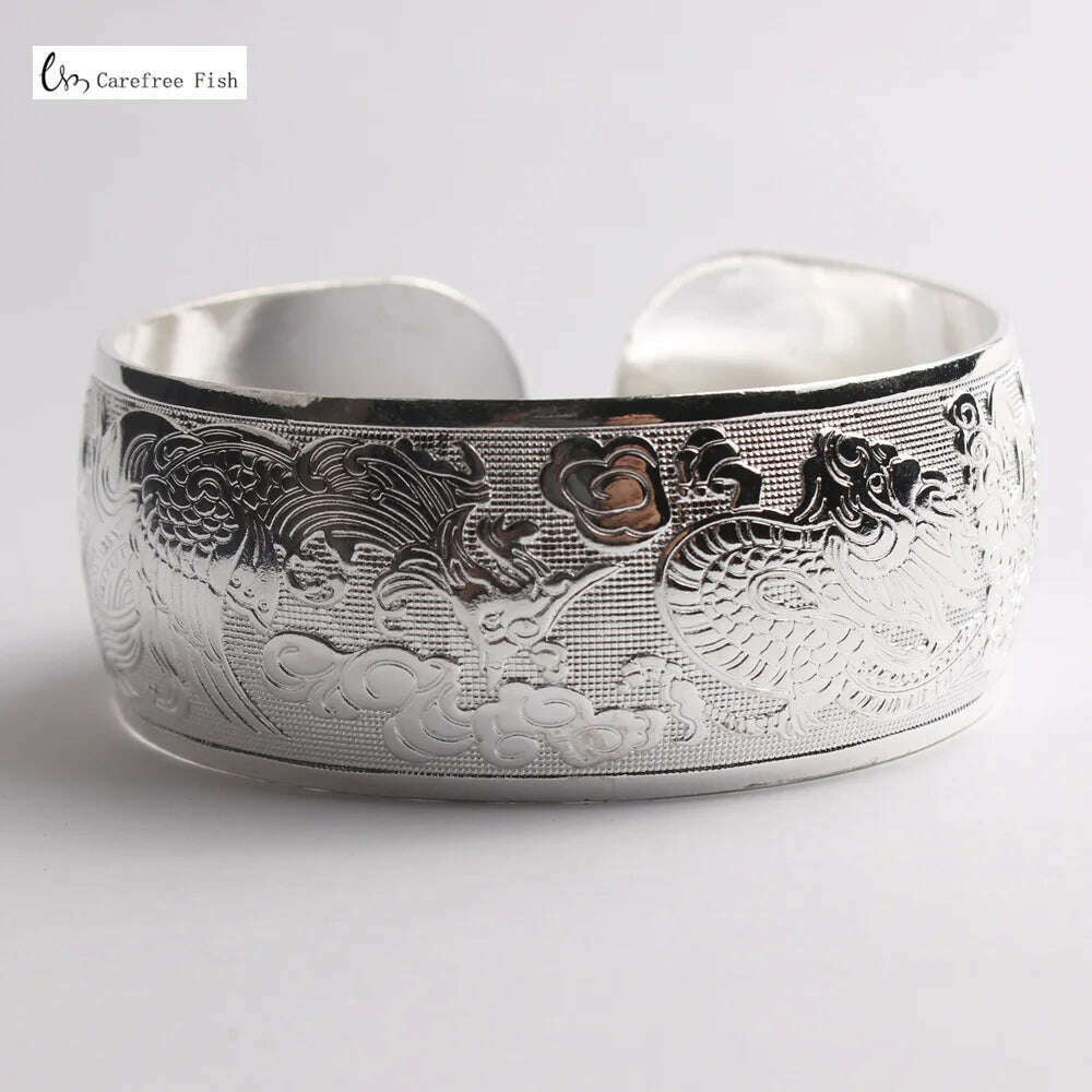 KIMLUD, 31 Stijl Nieuwe Gypsy Square Flower Metal Tibetan Silver vintage retro Fashion Cuff Bracelet Bangle for her Christmas Paar gift, 11- silver, KIMLUD APPAREL - Womens Clothes