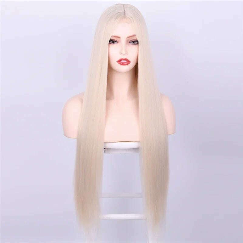 KIMLUD, 32 Inch Long Straight Ginger Wigs for Women Synthetic Orange Blonde Cosplay Wig Heat Resistant Red Pink Silver Gray Hair Wig 613, 0809 / 32inches, KIMLUD Womens Clothes