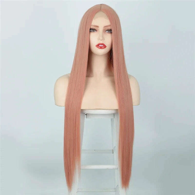 KIMLUD, 32 Inch Long Straight Ginger Wigs for Women Synthetic Orange Blonde Cosplay Wig Heat Resistant Red Pink Silver Gray Hair Wig 613, 1532 / 32inches, KIMLUD Womens Clothes