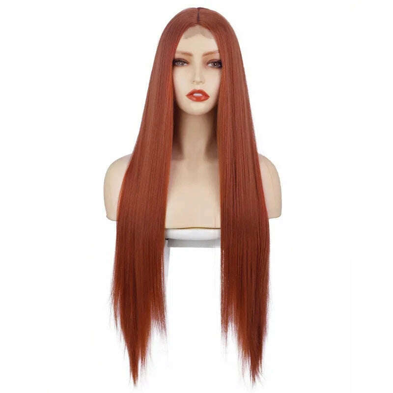 KIMLUD, 32 Inch Long Straight Ginger Wigs for Women Synthetic Orange Blonde Cosplay Wig Heat Resistant Red Pink Silver Gray Hair Wig 613, 350 / 32inches, KIMLUD Womens Clothes