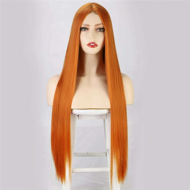 KIMLUD, 32 Inch Long Straight Ginger Wigs for Women Synthetic Orange Blonde Cosplay Wig Heat Resistant Red Pink Silver Gray Hair Wig 613, 2735 / 32inches, KIMLUD Womens Clothes