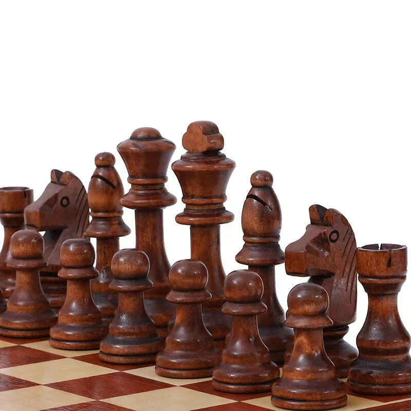 32 Pieces Wooden Chess King Height 110mm Game Set Chessmen Chess Leathe Board Competitions Set Kid Adult Chess Gift - KIMLUD