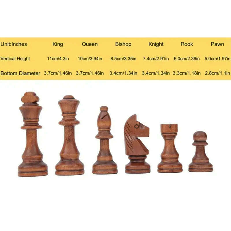 32 Pieces Wooden Chess King Height 110mm Game Set Chessmen Chess Leathe Board Competitions Set Kid Adult Chess Gift - KIMLUD