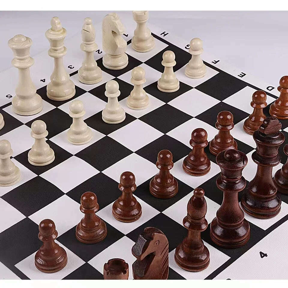 32 Pieces Wooden Chess King Height 110mm Game Set Chessmen Chess Leathe Board Competitions Set Kid Adult Chess Gift - KIMLUD