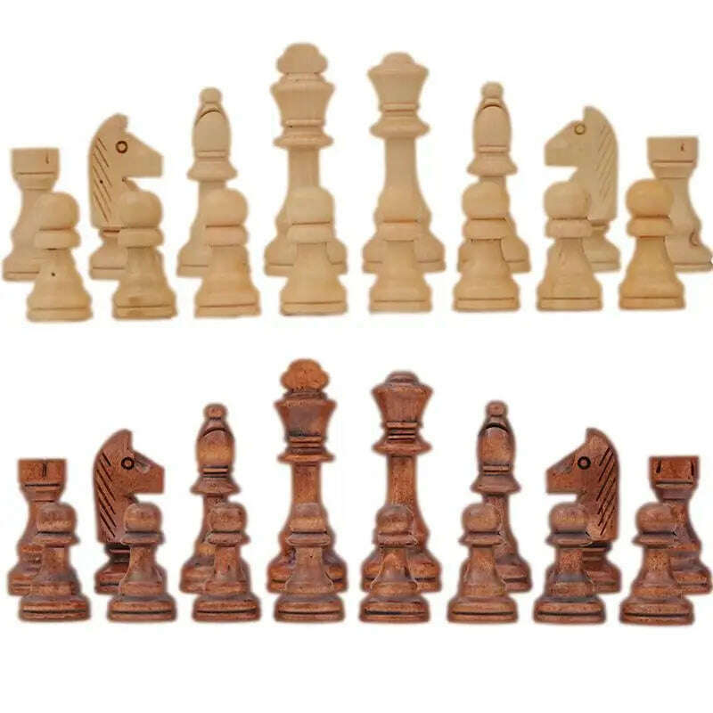 KIMLUD, 32 Pieces Wooden Chess King Height 110mm Game Set Chessmen Chess Leathe Board Competitions Set Kid Adult Chess Gift, 4 in chess, KIMLUD APPAREL - Womens Clothes