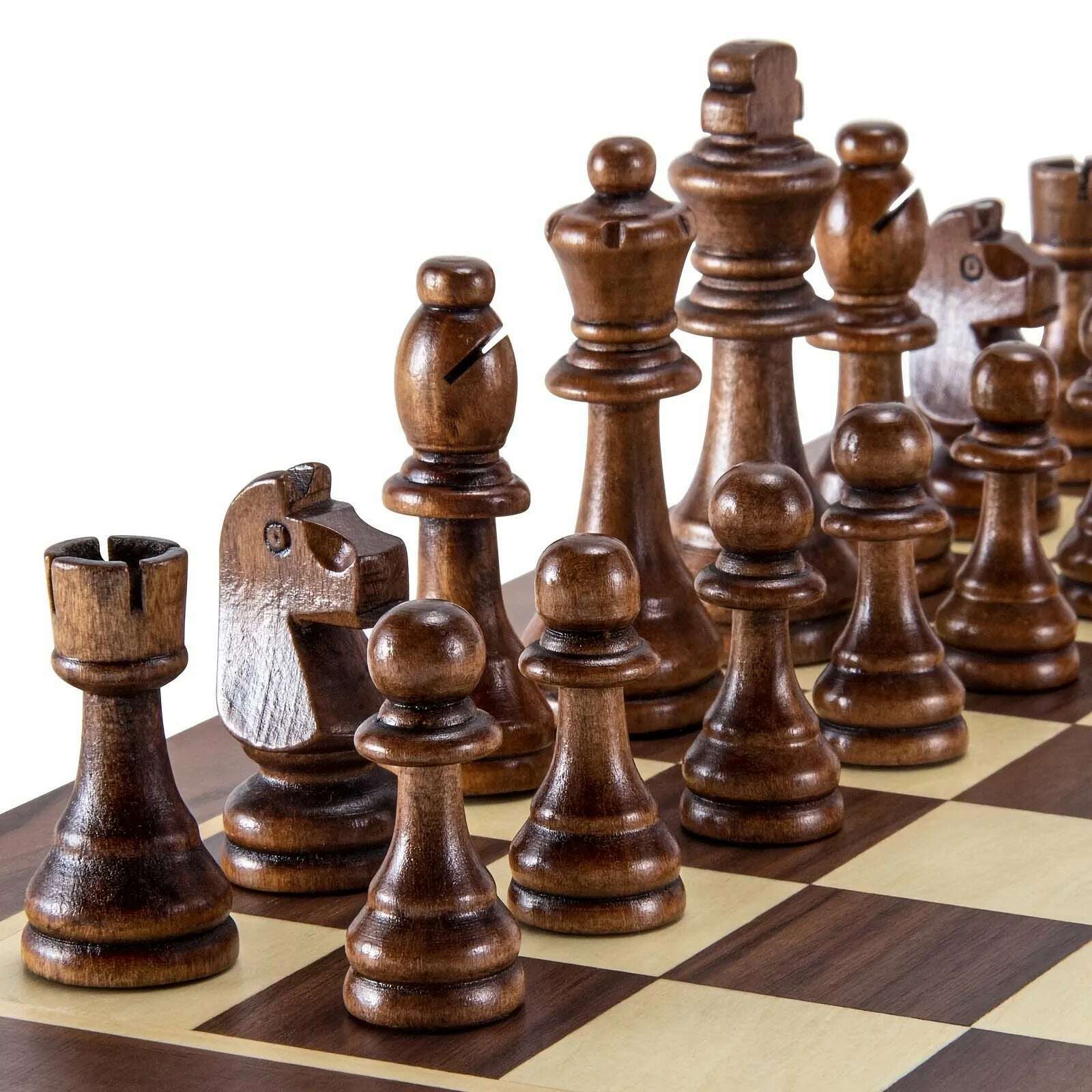 32 Pieses Wooden Chess Standard Tournamen Staunton Wood Chessmen 8cm King Height，Chess Pieces Only No Board - KIMLUD