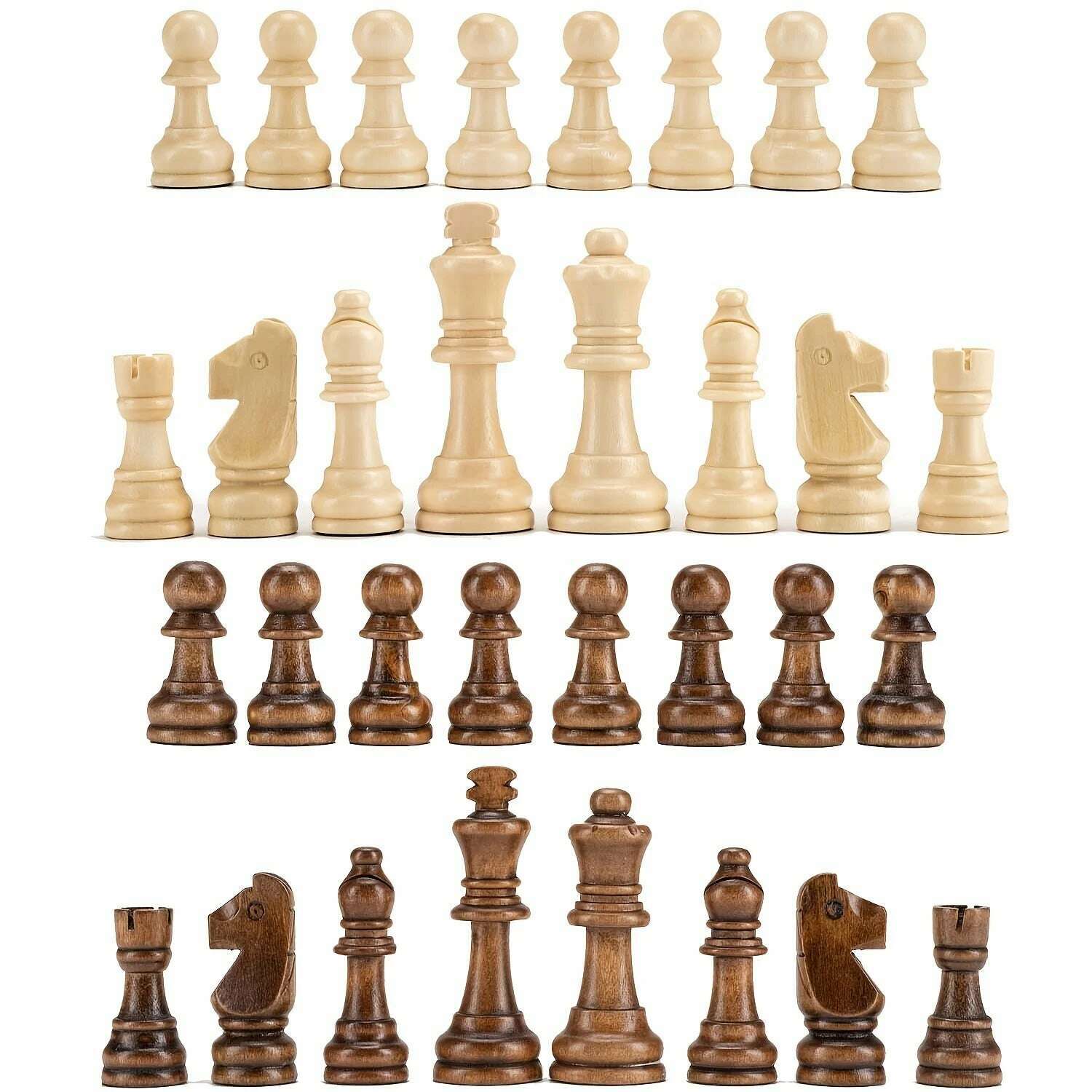 KIMLUD, 32 Pieses Wooden Chess Standard Tournamen Staunton Wood Chessmen 8cm King Height，Chess Pieces Only No Board, KIMLUD Womens Clothes