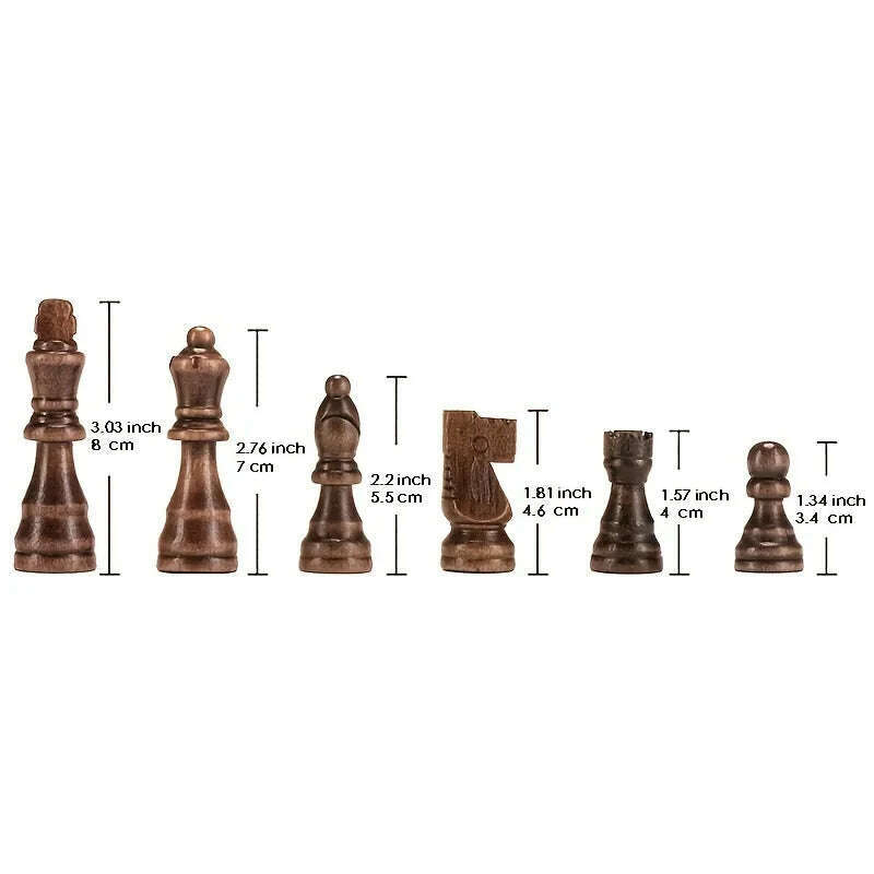 KIMLUD, 32 Pieses Wooden Chess Standard Tournamen Staunton Wood Chessmen 8cm King Height，Chess Pieces Only No Board, KIMLUD Womens Clothes