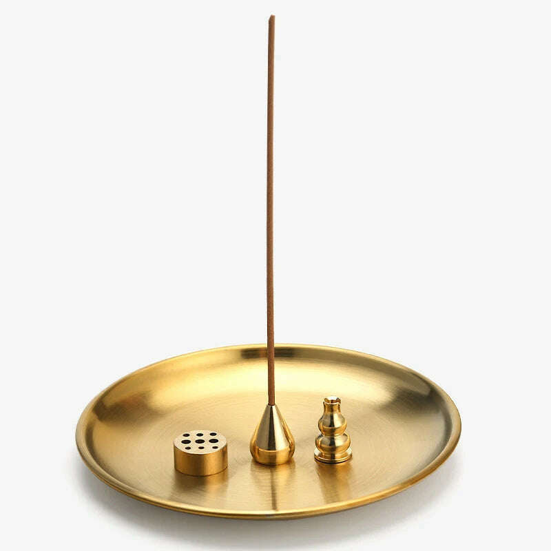 3/4/5Pcs/Set Metal Incense Burner Brass Incense Holder Palo Santo Holder Sage Holder Incense Tray Ash Catcher Home Decor Crafts - KIMLUD