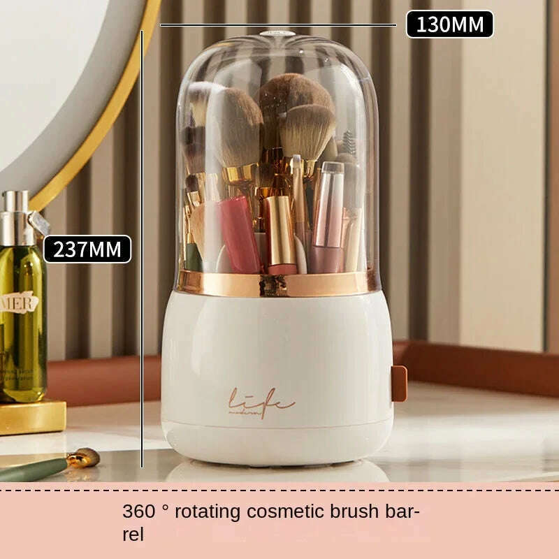 KIMLUD, 360° Rotating Makeup Brushes Holder Portable Desktop Makeup Organizer Cosmetic Storage Box Make Up Tools Jewelry Container, KIMLUD Womens Clothes