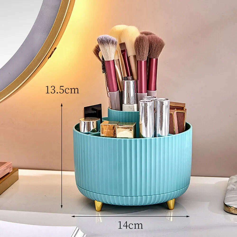 KIMLUD, 360°Rotating Desktop Makeup Brushes Organizer Cosmetic Storage Box Portable Lipstick Holder Skincare Pen Organizer Stand, KIMLUD Womens Clothes