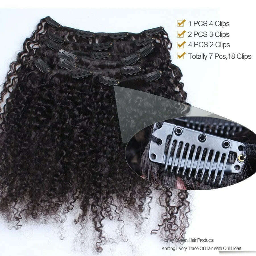 KIMLUD, 3B 3C Kinky Curly Clip In Hair Extensions Human Hair Afro Kinky Curly Clip Ins Bundles For Black Women 4A Dolago Full Head Sets, KIMLUD Womens Clothes