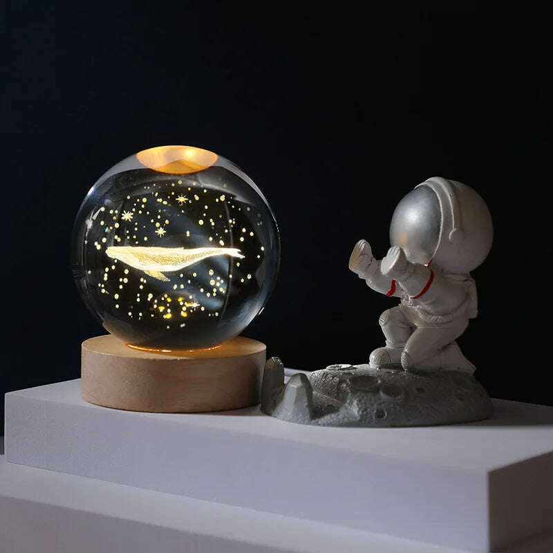 KIMLUD, 3D Crystal Ball LED Night Light Ornament Kids Birthday Gifts Moon Galaxy Projectors Lamp Bedroom Decor Atmosphere Night Lamp, KIMLUD Womens Clothes