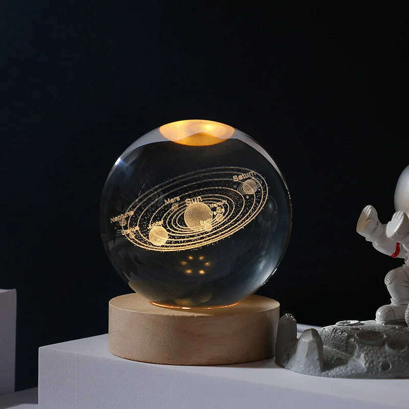 3D Crystal Ball LED Night Light Ornament Kids Birthday Gifts Moon Galaxy Projectors Lamp Bedroom Decor Atmosphere Night Lamp - KIMLUD