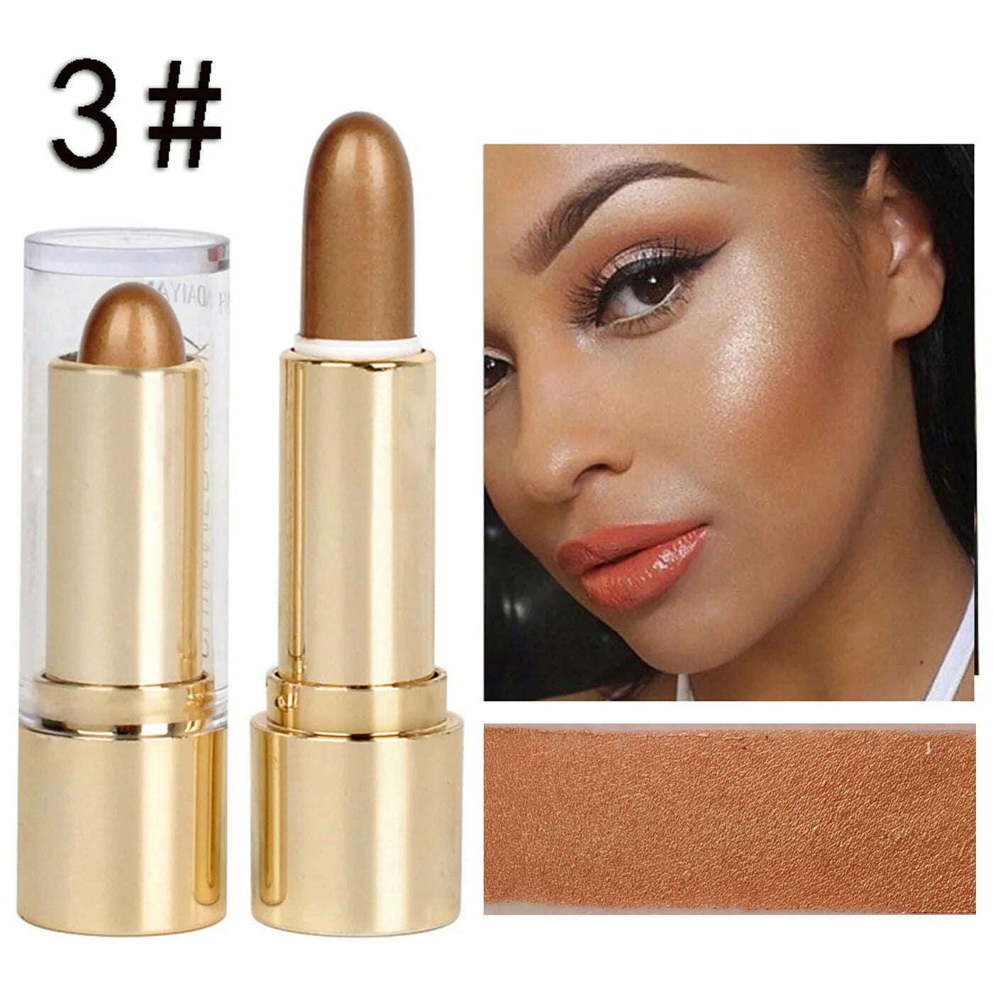 KIMLUD, 3D Highlight Embellish Contour Highlighter Pencil Brighten Skin Face Makeup Bronzers Highlight Contour Face Illuminator Cosmetic, KIMLUD Womens Clothes