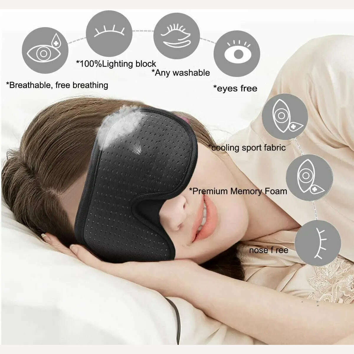 KIMLUD, 3D Mask for Sleep Eye Mask Lights Blockout Soft Padded Sleeping Masked Fabric Cover Shade Blindfold Eyepatch, KIMLUD Womens Clothes