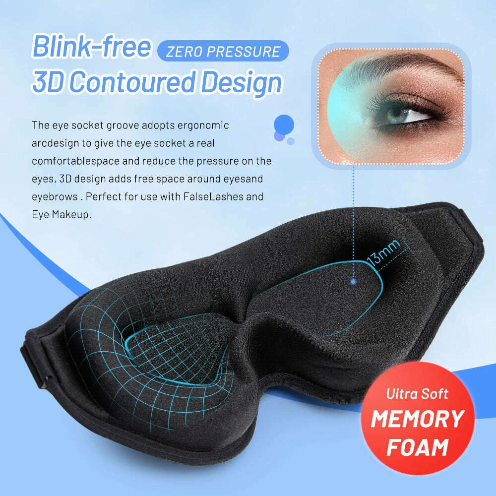 KIMLUD, 3D Sleeping Mask Eye Mask for Sleep Memory Foam Eye Shade Washable Breathable Eye Patch Portable Blindfold Travel Slaapmasker, KIMLUD Womens Clothes