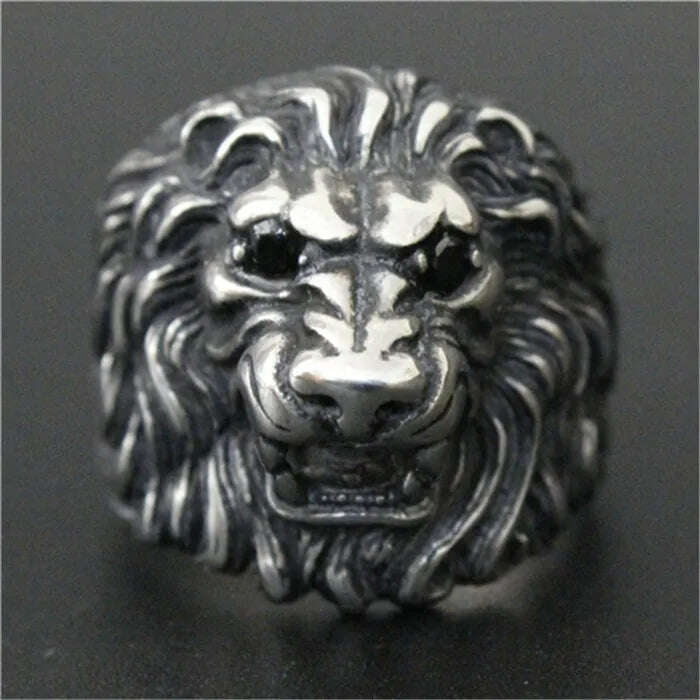 3pc/lot Newest Design Crystal Eyes Lion King Ring 316L Stainless Steel Men Boy Fashion Lion Ring - KIMLUD