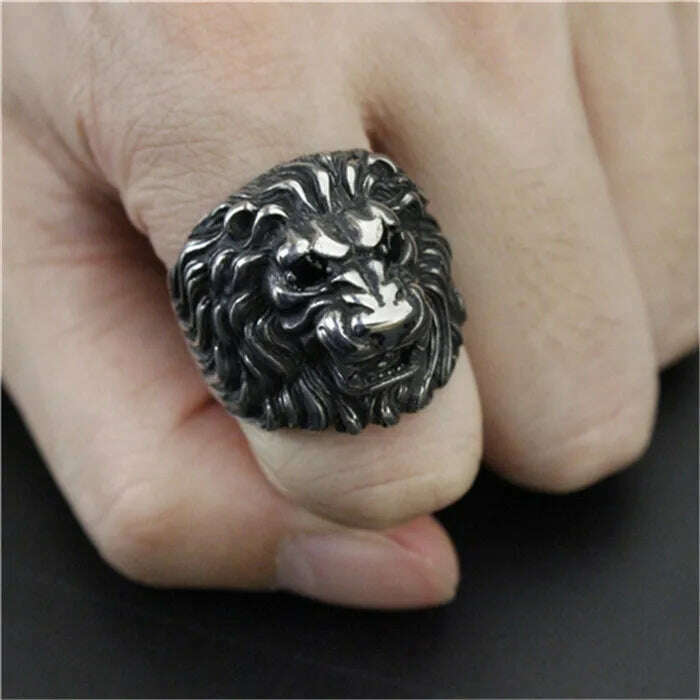 KIMLUD, 3pc/lot Newest Design Crystal Eyes Lion King Ring 316L Stainless Steel Men Boy Fashion Lion Ring, KIMLUD Womens Clothes