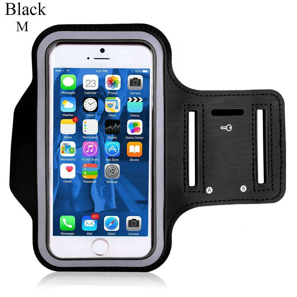 KIMLUD, 4-6.5Inch Smartphone Running Bags Men Women Waterproof Light Cell Phone Touch Screen Armbands Phone Case Sports Accessories, M	Black, KIMLUD APPAREL - Womens Clothes