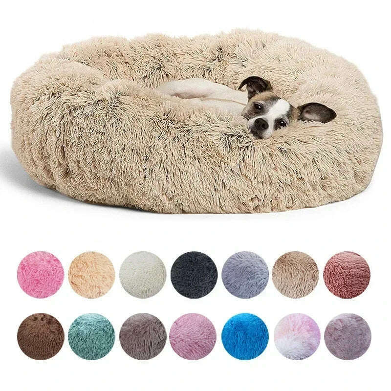 KIMLUD, 40-90cm Round Pet Bed for Large Dog Bed Super Soft Cat Bed Long Plush Dog House for Medium Dog House Winter Warm Sleeping, KIMLUD Womens Clothes