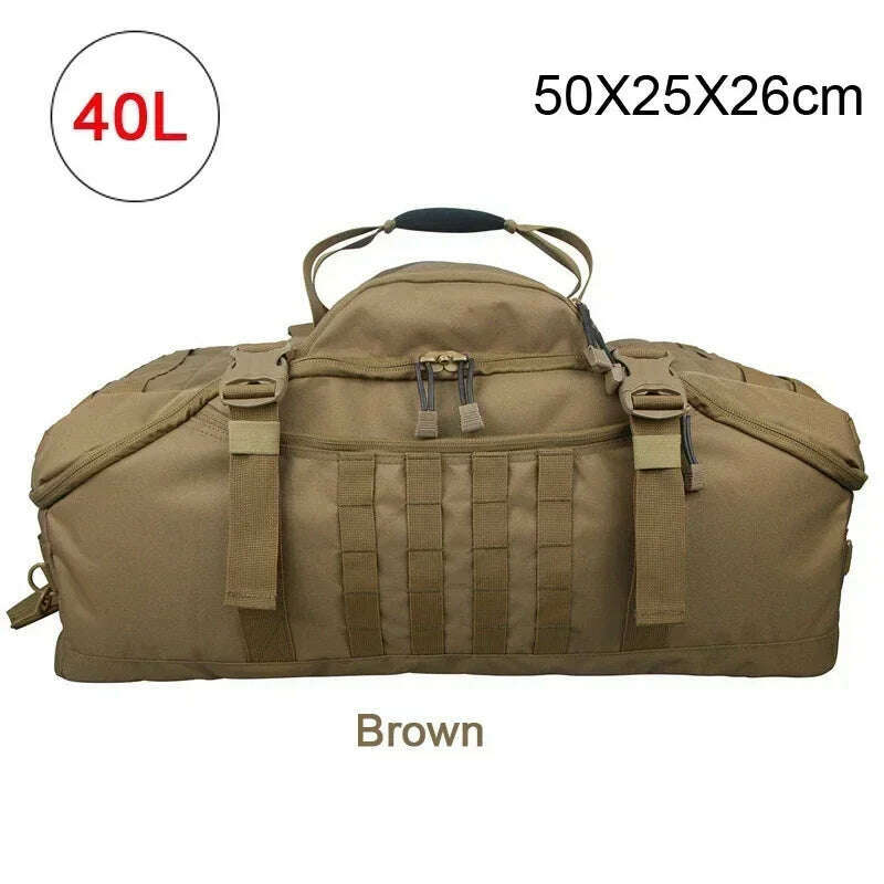 KIMLUD, 40L 60L 80L Travel Duffel Bag Military Tactical Backpack with Adjustable Strap Weekender Bag for Men Women Waterproof Gym Bags, 40L TAN / CHINA, KIMLUD APPAREL - Womens Clothes