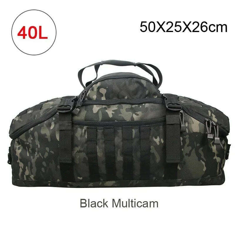 KIMLUD, 40L 60L 80L Travel Duffel Bag Military Tactical Backpack with Adjustable Strap Weekender Bag for Men Women Waterproof Gym Bags, 40L Camo Black / CHINA, KIMLUD APPAREL - Womens Clothes