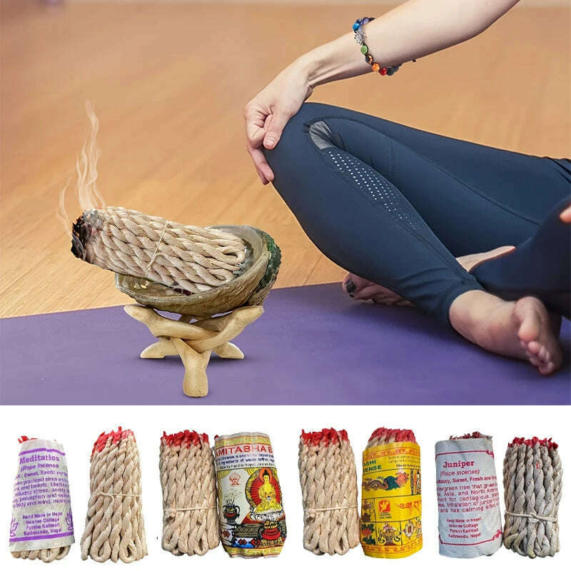 KIMLUD, 40pcs Yoga Aromatherapy Himalayan Rope Fragrance Handmade Traditional Rope Fragrance Sage And Sabba with Patchouli And Cedar, KIMLUD Womens Clothes