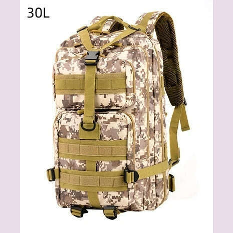 KIMLUD, 45L Tactical 3P Backpack Bag 30L 3 Days Outdoor Backpack Waterproof Climbing Rucksack Camping Hiking Bag Mochila, 30L Desert Digital, KIMLUD APPAREL - Womens Clothes