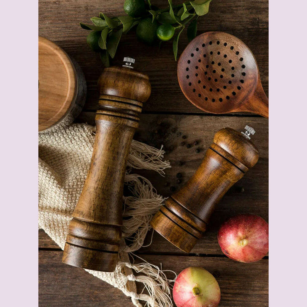 KIMLUD, 5" 8" 10"  Salt and Pepper Grinder, Solid Wood Spice Pepper Mill with Strong Adjustable Ceramic Grinder Kitchen Cooking Tools, KIMLUD Womens Clothes