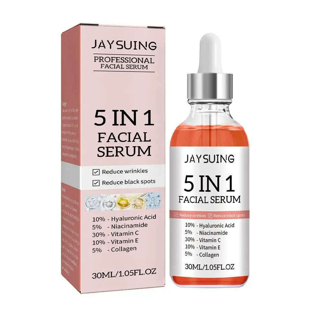 KIMLUD, 5 In 1 Fade fine lines Firming Face Serum Moisturizing brightning Vitamin C Hyaluronic Acid Facial Serum Shrink Pores Skin Care, KIMLUD Womens Clothes