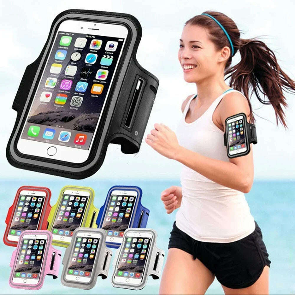 KIMLUD, 5 Inch Mobile Phone Armband Outdoor Sports Smartphone Holder Gym Running Phone Bag Arm Band Cases for Samsung for IPhone Holder, KIMLUD Womens Clothes