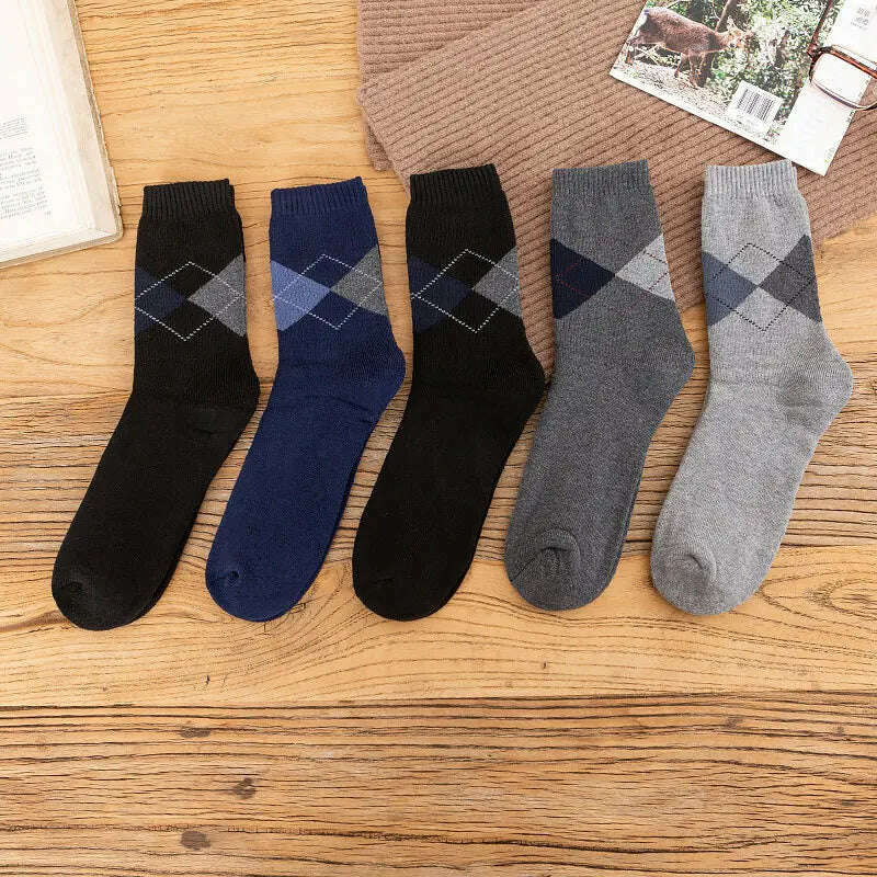 KIMLUD, 5 Pairs Solid Color Wool Socks Men Business Casual Breathable Spring Winter Keep Warm Thicken Male Crew Socks Calcetines Hombre, A / 39-44(NO BOX 5PAIRS), KIMLUD Womens Clothes