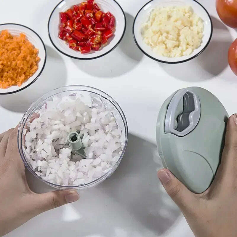 500/900ML Garlic Chopper Manual Rotate Vegetable Cutter Chopper Slicer Fruit Garlic Crusher Kitchen Gadget Blenders Meat Grinder - KIMLUD