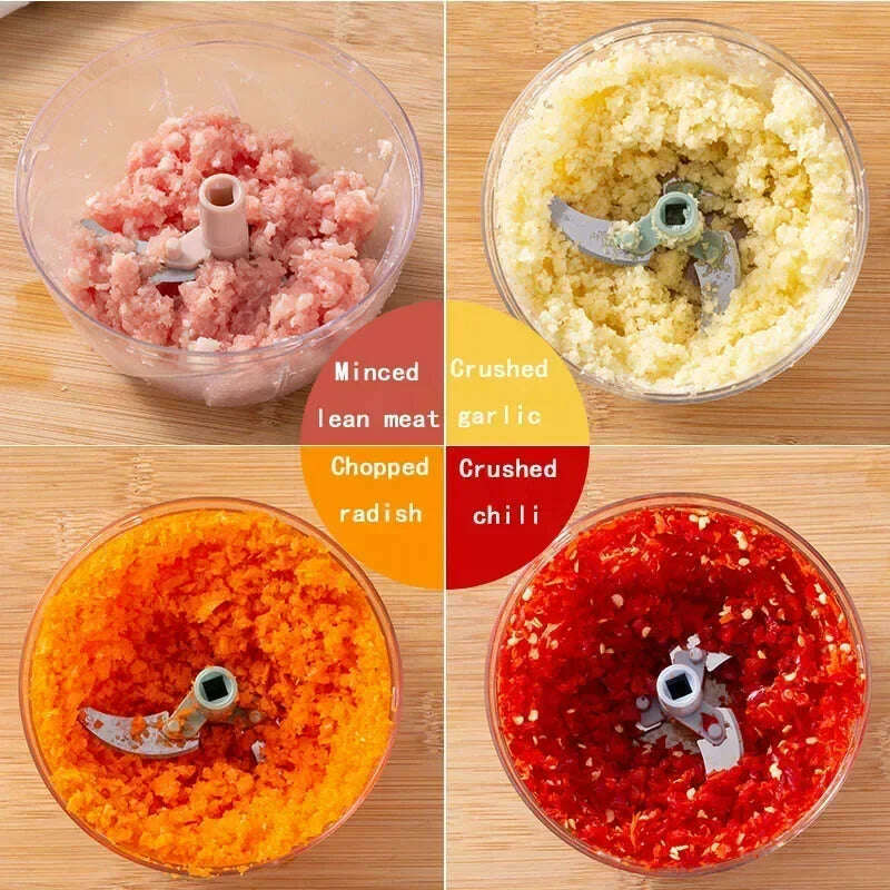 500/900ML Garlic Chopper Manual Rotate Vegetable Cutter Chopper Slicer Fruit Garlic Crusher Kitchen Gadget Blenders Meat Grinder - KIMLUD