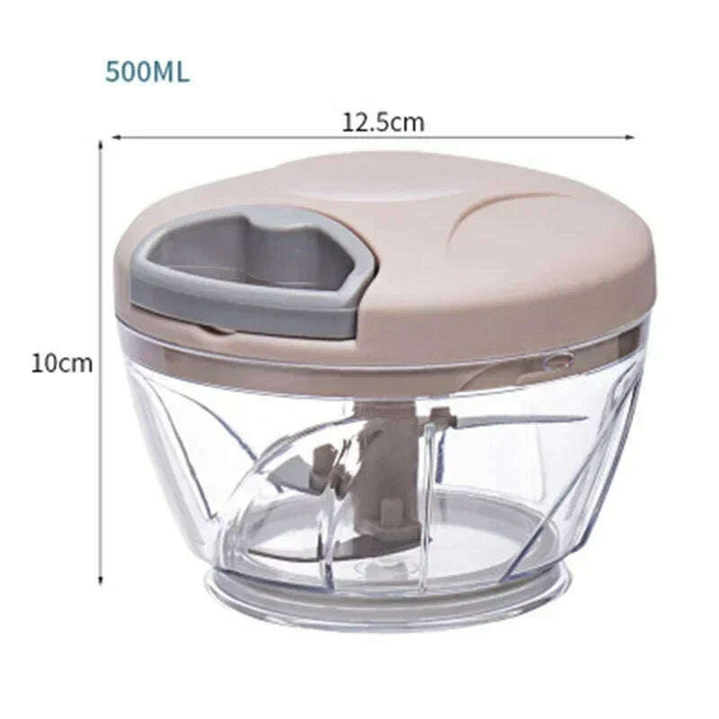 500/900ML Garlic Chopper Manual Rotate Vegetable Cutter Chopper Slicer Fruit Garlic Crusher Kitchen Gadget Blenders Meat Grinder - KIMLUD