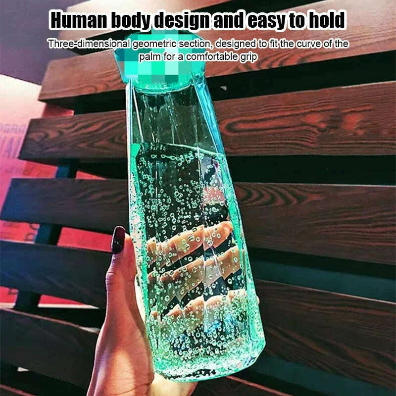 KIMLUD, 500Ml Diamond Shape Water Bottle Outdoor Sport Travel Plastic Water Bottle Portable Leakproof Drinking Cup My Drink Bottle 2022, KIMLUD Womens Clothes