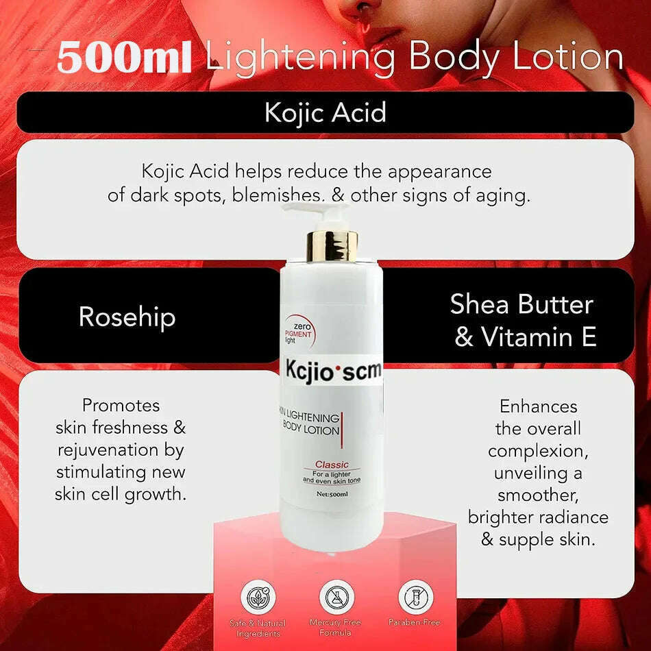 500ml Fast Whitening Cream For Dark skin Kojic Sen Moisturizing Lightening Body Lotion Skin Care for Flawless Even Skin Tone - KIMLUD