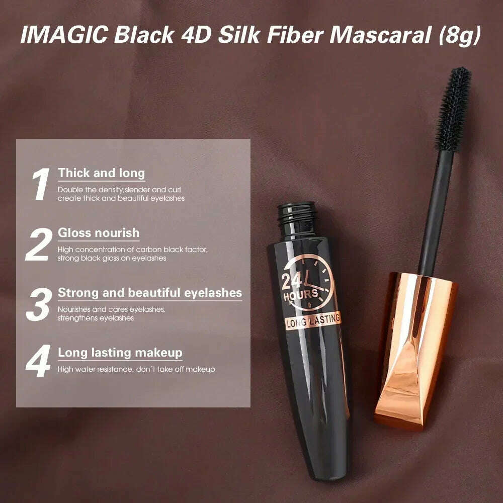 KIMLUD, 5D Waterproof Mascara Lengthens Eyelashes Extension Black Silk Fiber Mascara Female Makeup Cosmetic Waterproof Mascara, KIMLUD Womens Clothes