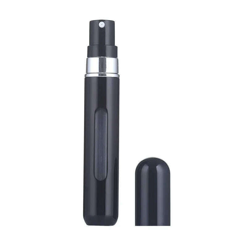 KIMLUD, 5Ml Perfume Atomizer Portable Liquid Cosmetics Containers Traveling Mini Alcochol Perfume Refillable Bottles Empty Spray Bottle, 8ML Bright black, KIMLUD Womens Clothes