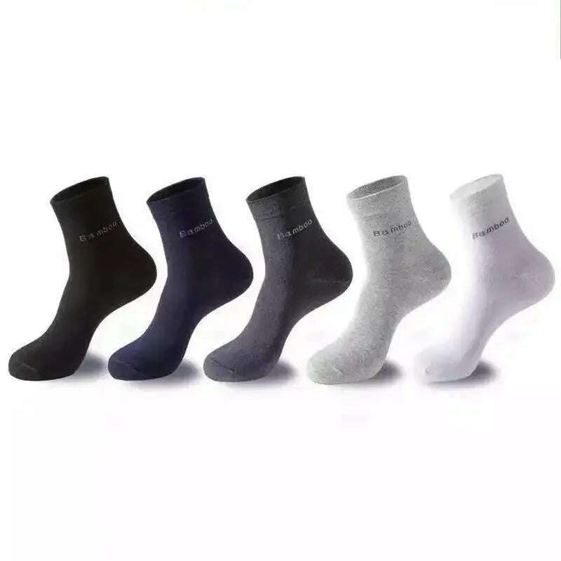 KIMLUD, 5Pairs/Men's Bamboo Fiber Socks Business Black Mid-tube Socks Deodorant Absorbent Breathable Spring Summer Bamboo Socks for Men, 5 Pairs Multi / EU38-45, KIMLUD APPAREL - Womens Clothes