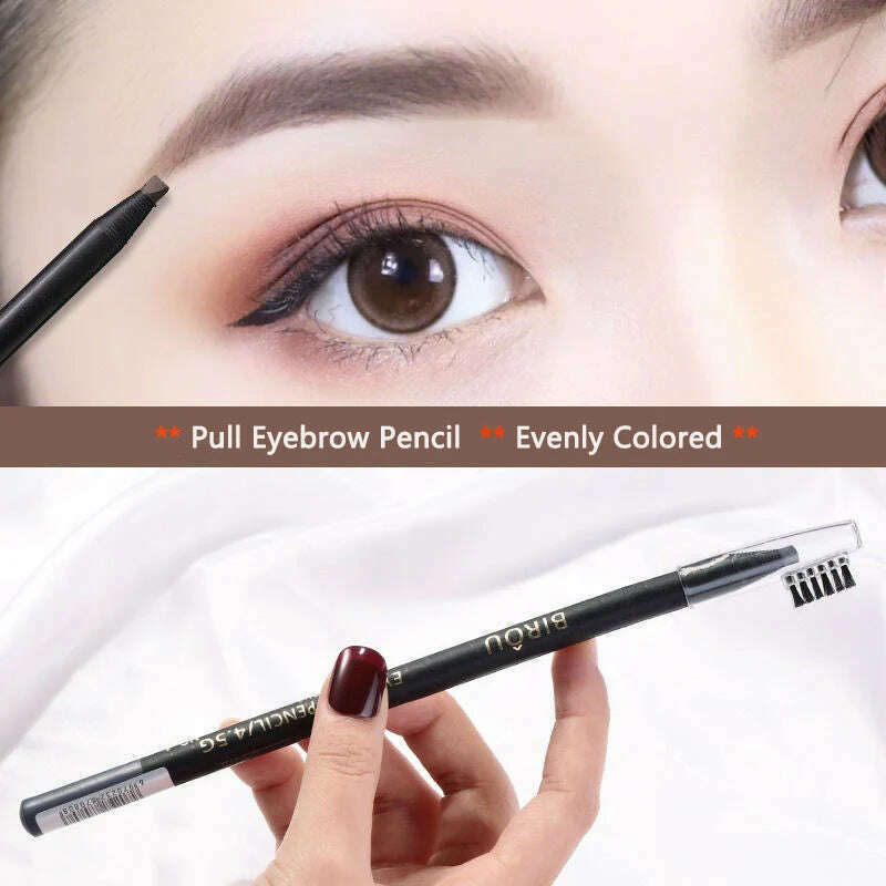 KIMLUD, 5PCS Haozhuang Waterproof Eyebrow Pencil Brown Cosmetic Pencil Natural Long-Lasting Tattoo Brush Makeup Set Beauty Wholesale, KIMLUD Womens Clothes